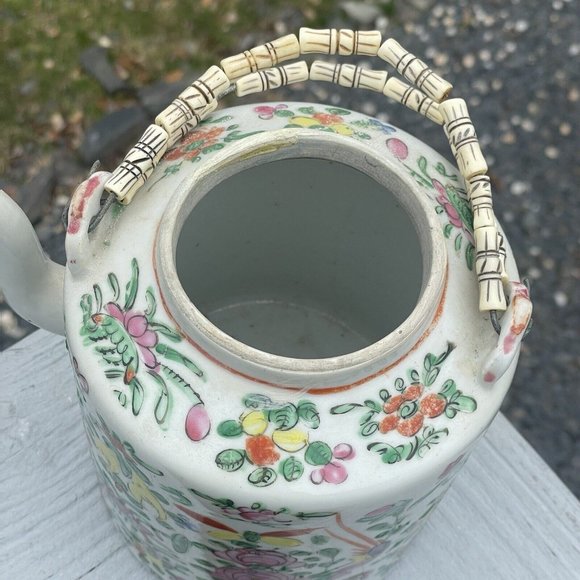 Antique Chinese Porcelain Famille Rose Hand Painted Teapot Qing - Republic - Picture 7 of 16